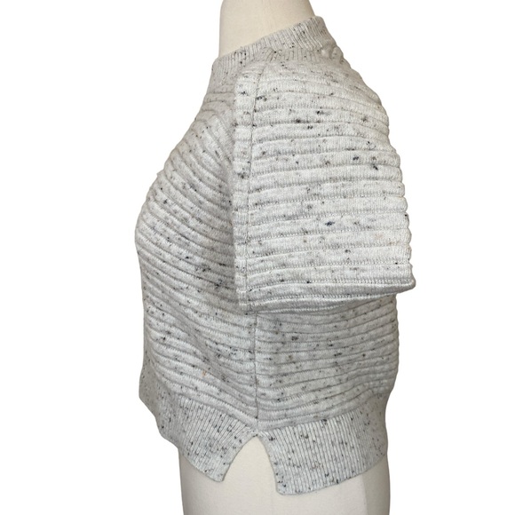 Mock neck ribbed knit long sleeve cropped sweater - Picture 2 of 5